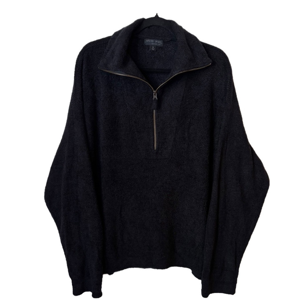 Barefoot Dreams Cozy Chic Lite Knit Sweater Black Pullover Half Zip Women’s 2X